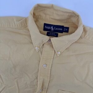 Ralph Lauren Blake Men's Medium Short Sleeve Button Down Shirt Yellow Cotton